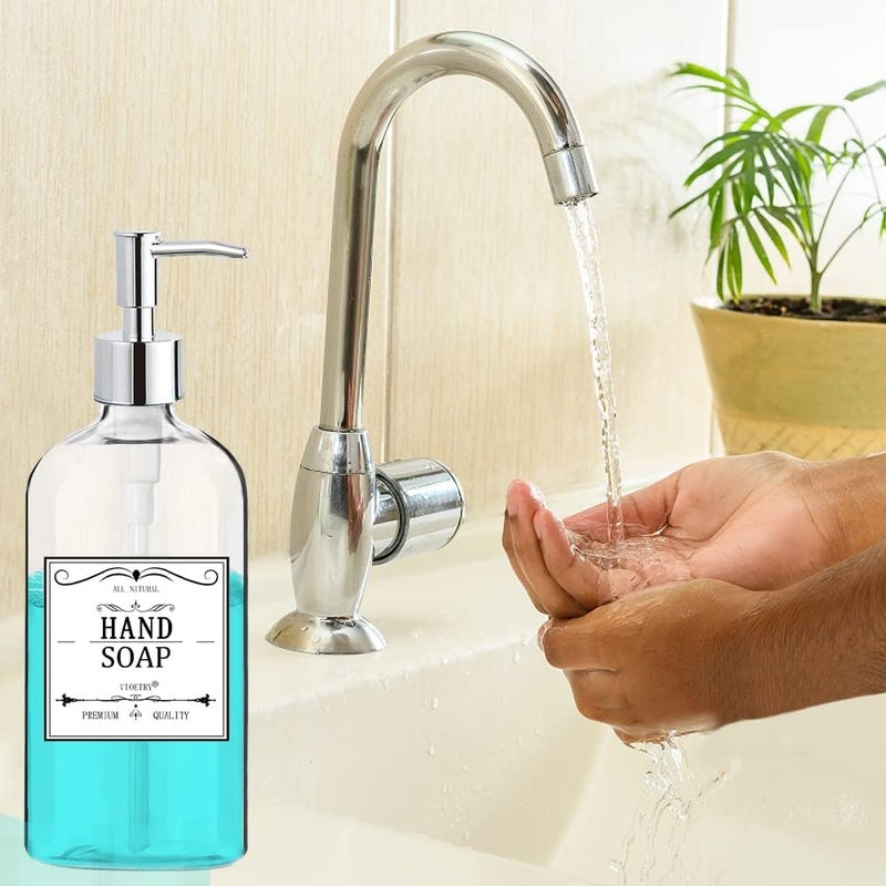 Xlent Clear Soap Dispenser with Rust Proof Pump, Waterproof Labels (2 Pack,16 Oz), Plastic Hand Soap Dish Soap Dispenser for Kitchen Bathroom - Image 3